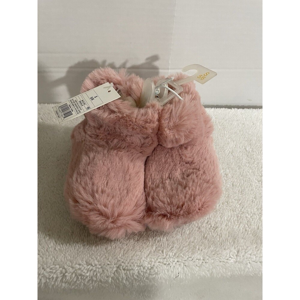 Cat & Jack Pink Furry Slippers Faux Fur Booties Blush Dallas Toddler Small 5/6